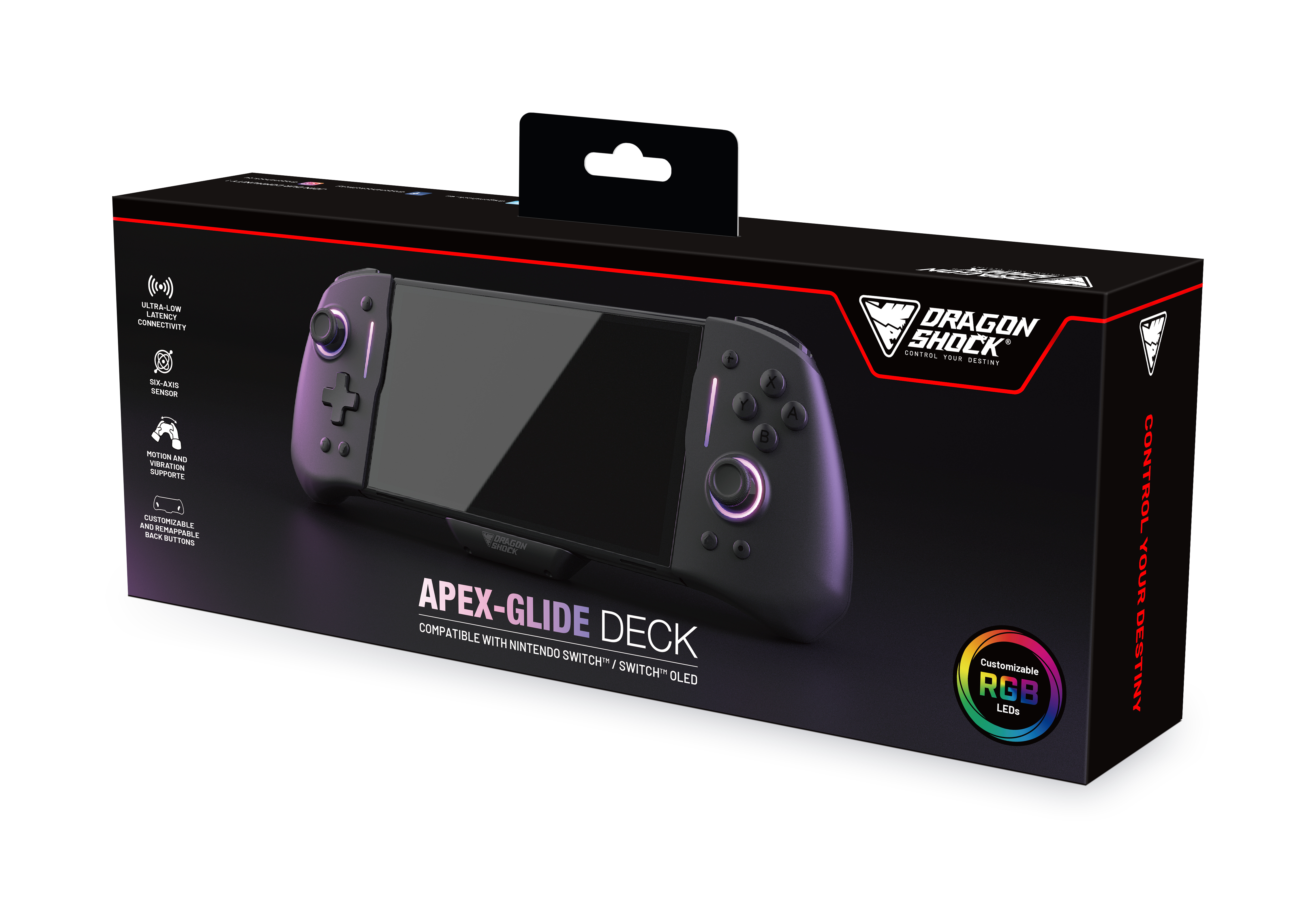 Picture showing the packaging of the DragonShock Apex-Glide Deck from the front