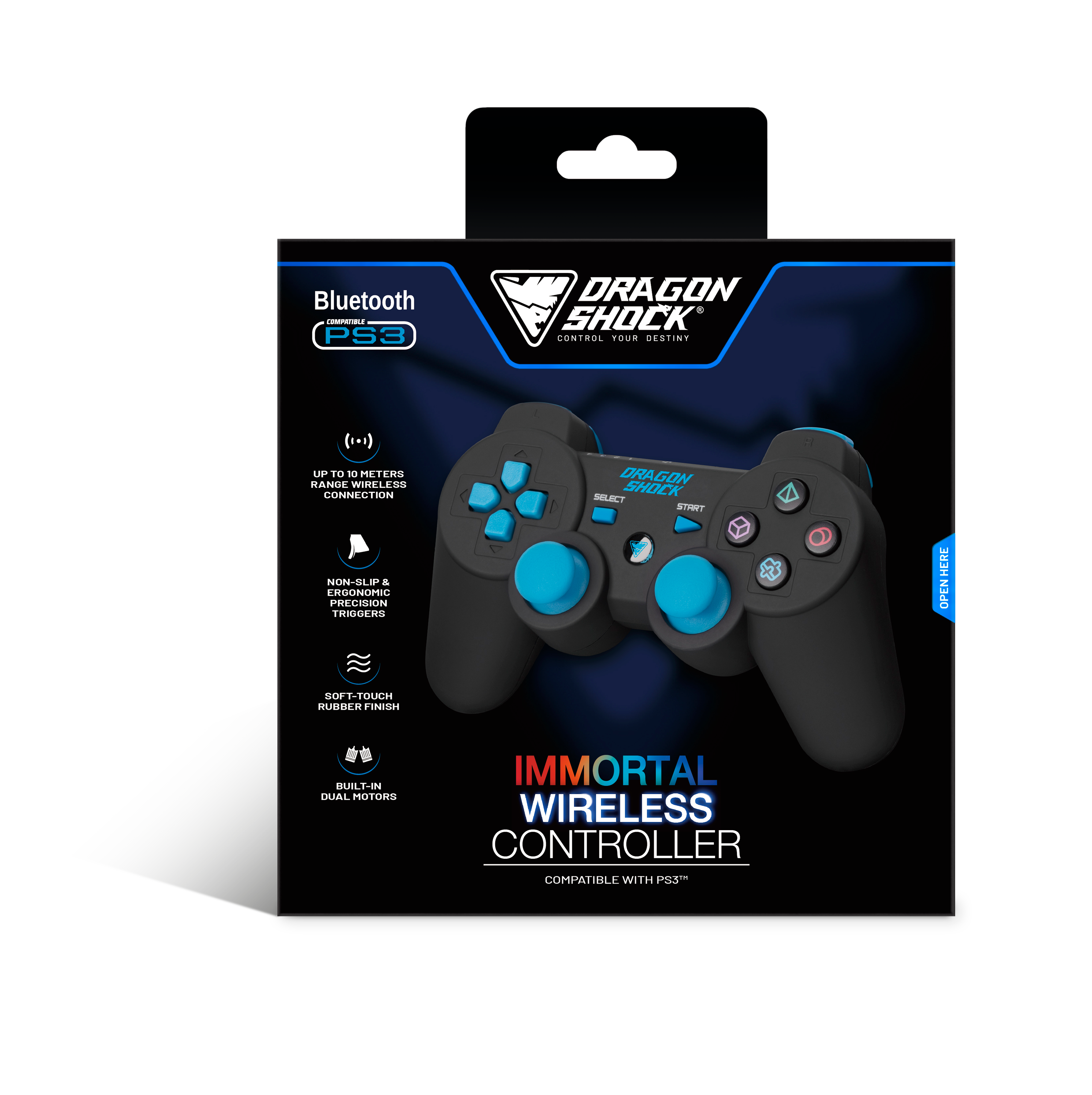 Picture showing the packaging of the DragonShock immortal black from the front