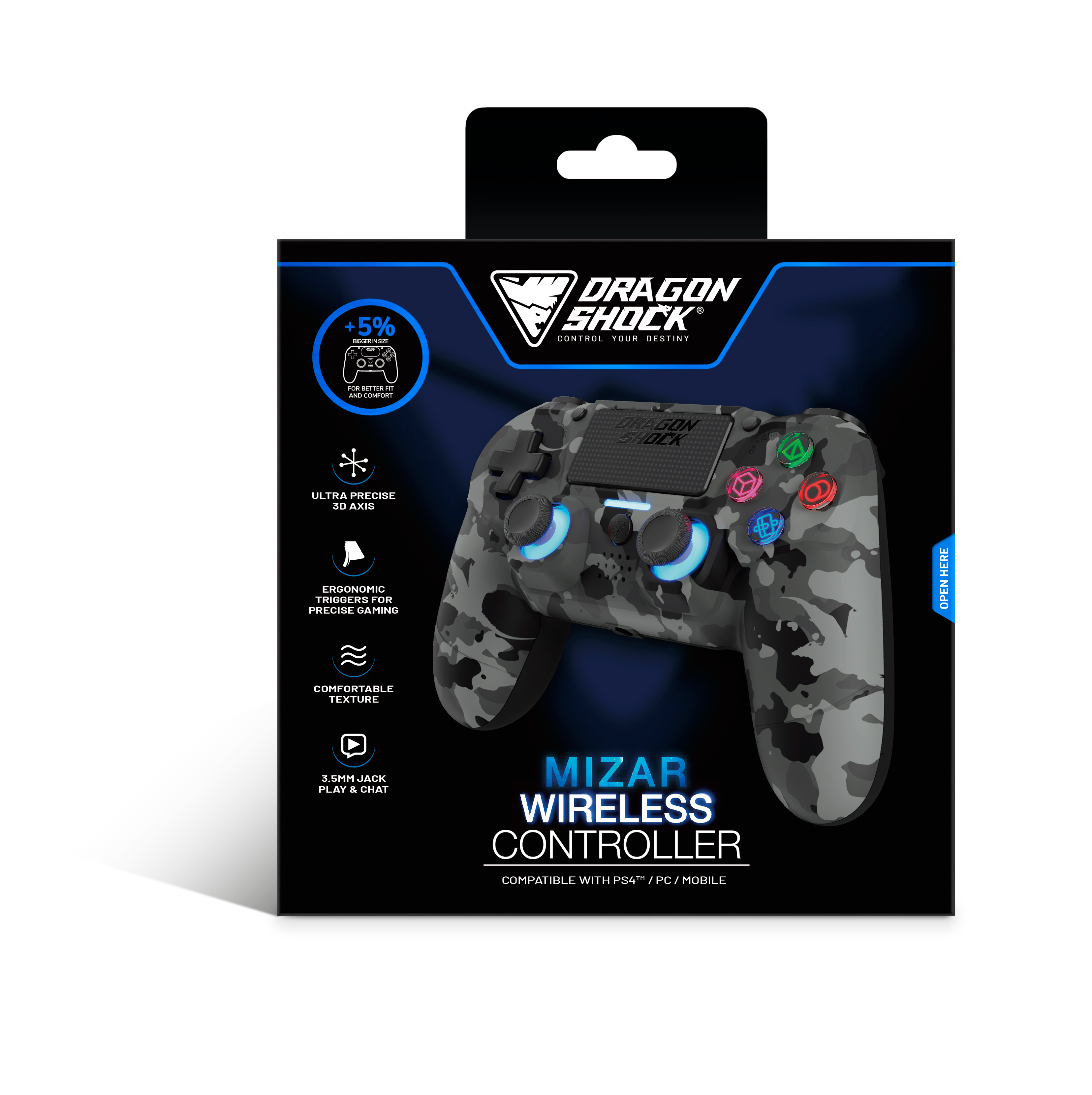 Picture showing the packaging of the DragonShock Mizar grey camo from the front