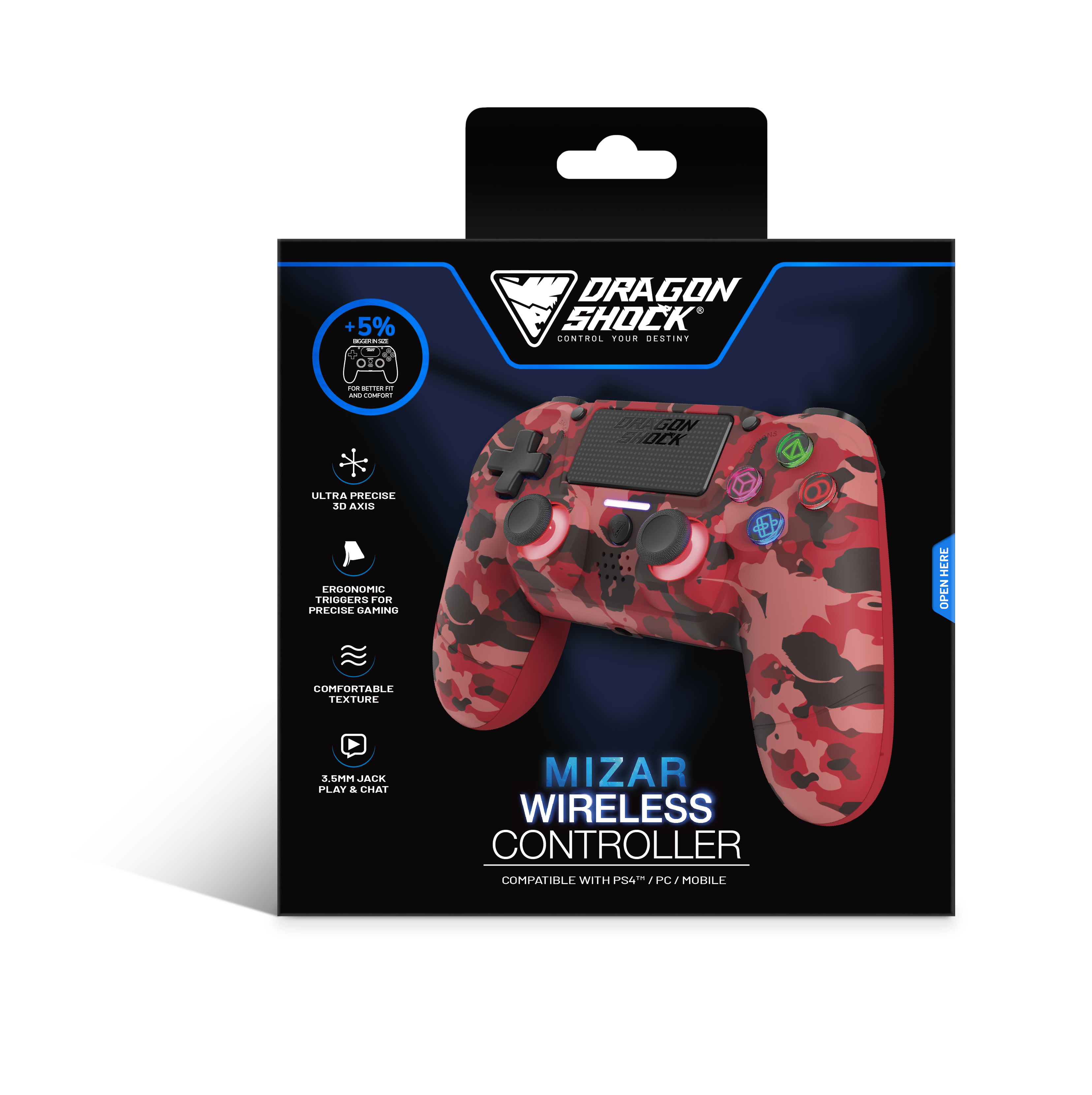 Picture showing the packaging of the DragonShock Mizar red camo from the front