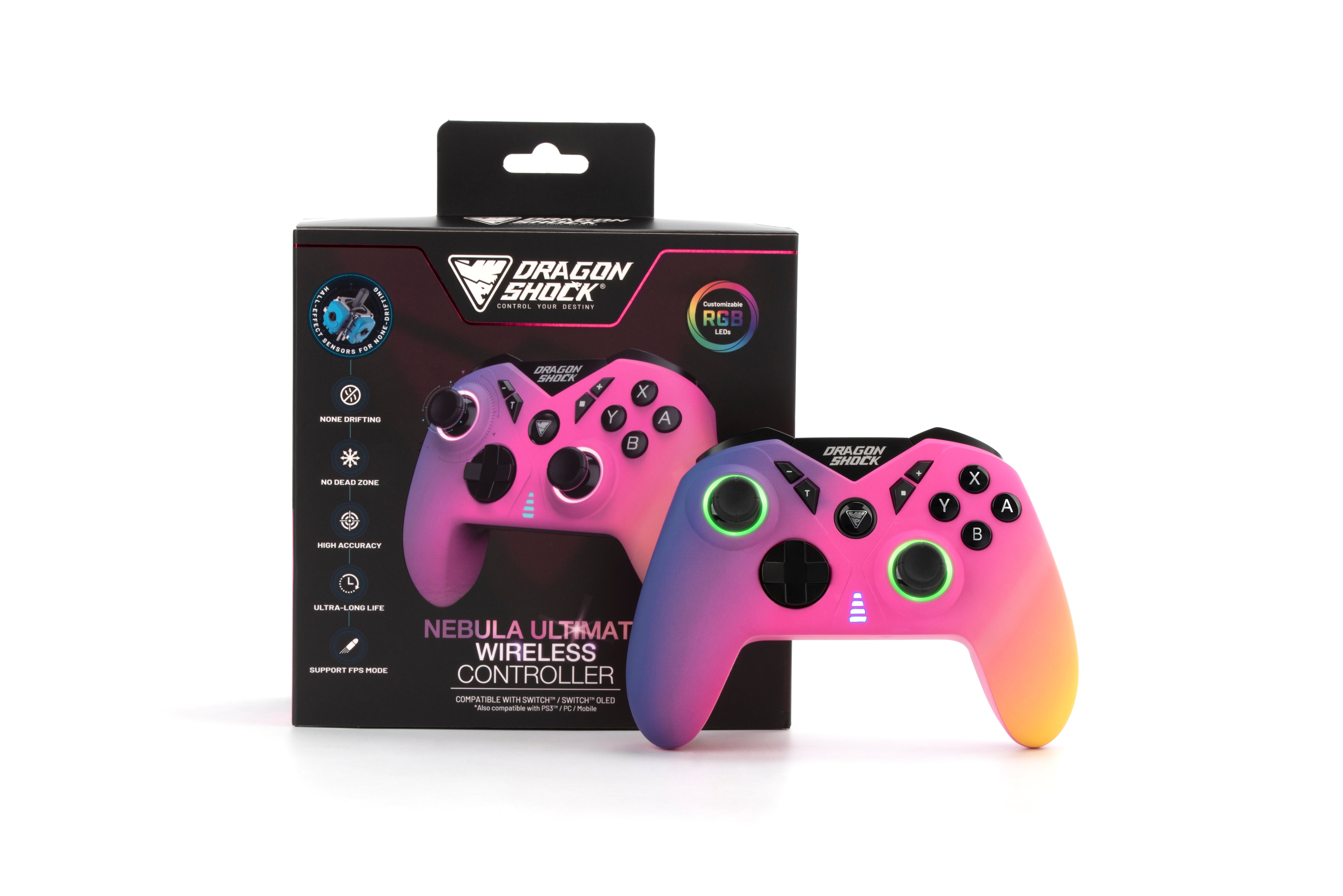 Picture showing the DragonShock nebula ultimate candy from the front next to its packaging