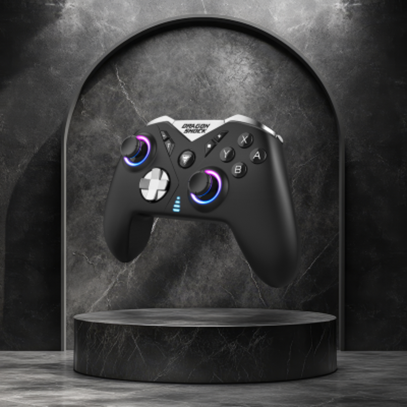 Image of a DragonShock nebula pro black in front of a black stone background