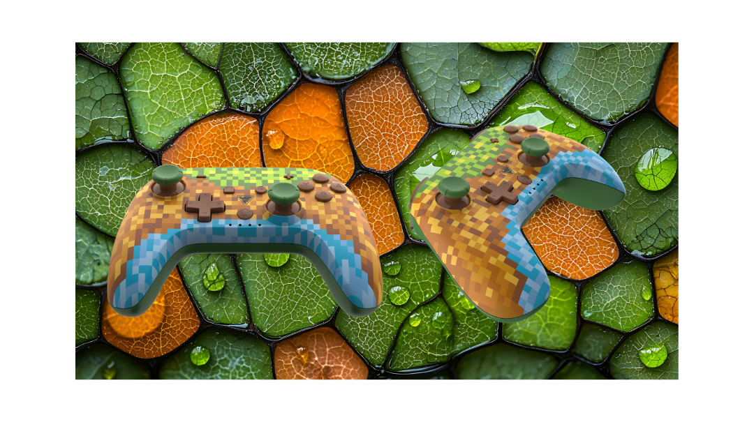 Image of two DragonShock Poptop Cube with dragon skin background in orange and green tones. One is from the front and the other from the side.