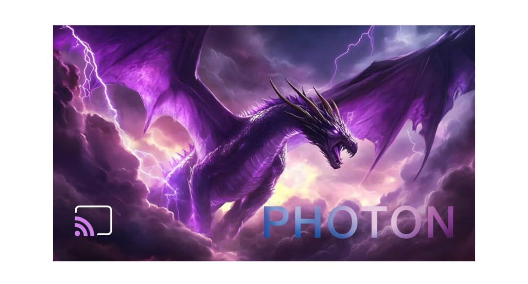 Image of a purple dragon flying in clouds and lightning.