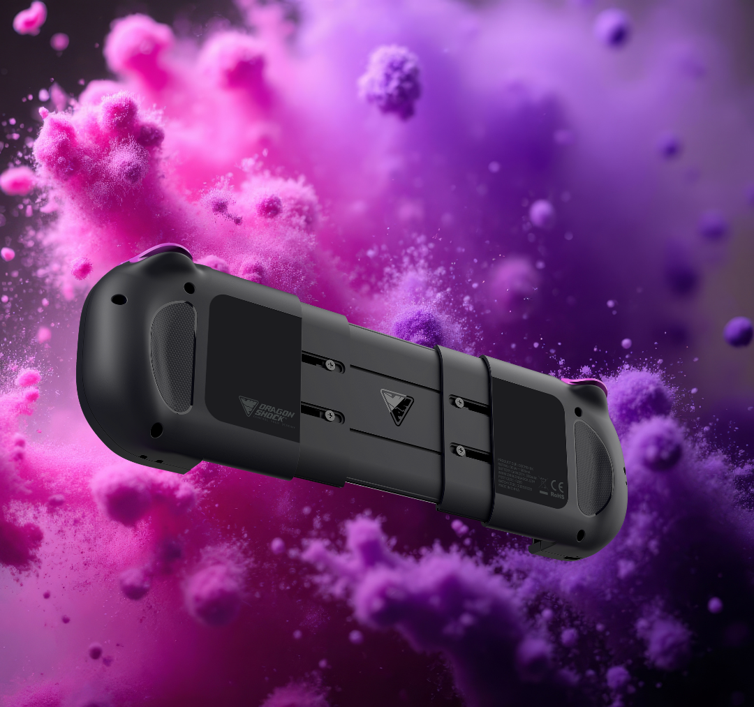 Image showing a DragonShock photon flying in the middle of a violet and pink explosion