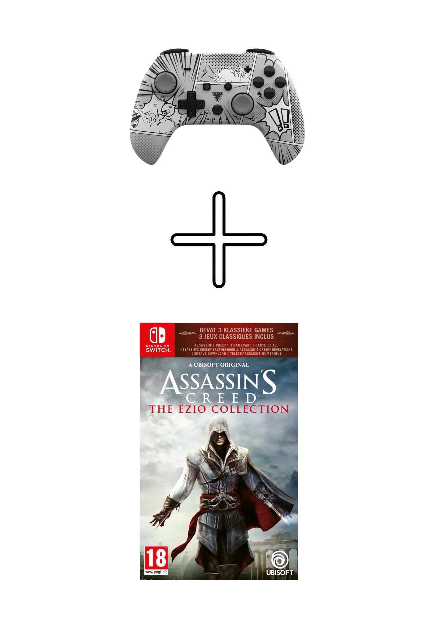 Image showing a bundle with the DragonShock PopTop Manga and the Assssin's creed the ezio collection on a white background