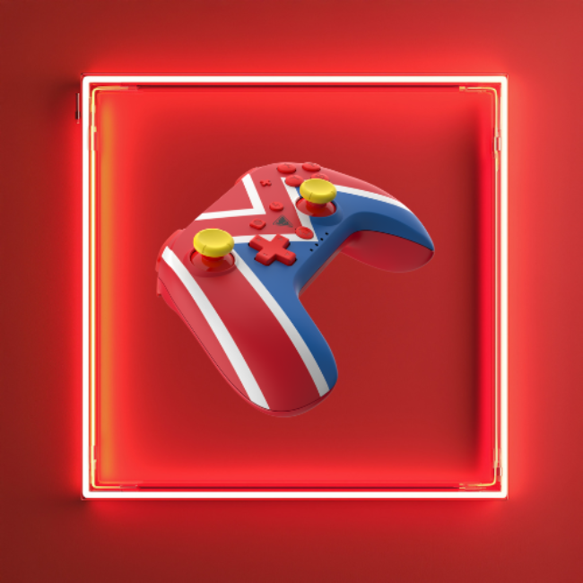 Image of a DragonShock PopTop M Universe on a red background with a light frame