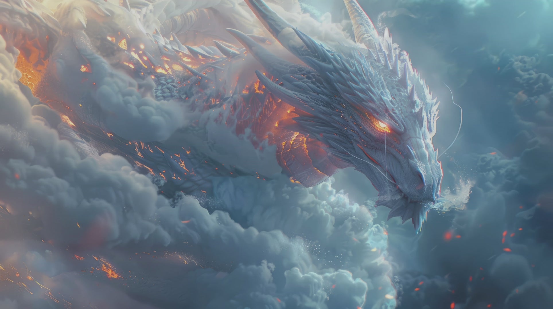 Load video: Video of a white dragon in the clouds