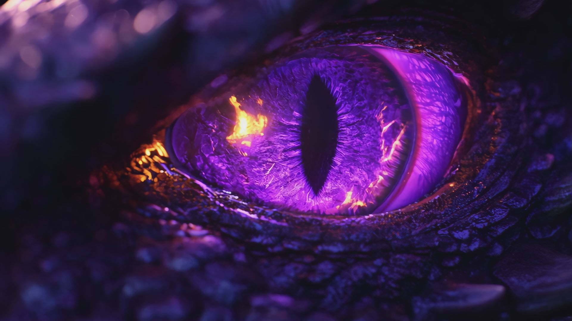 Load video: Video of a purple dragon eye looking at the camera