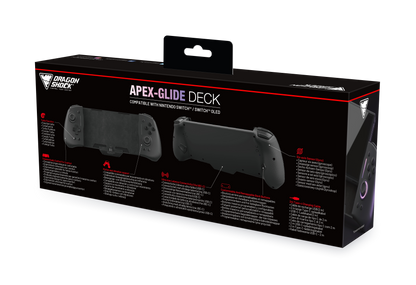 Picture showing the packaging of the DragonShock Apex-Glide Deck from the back