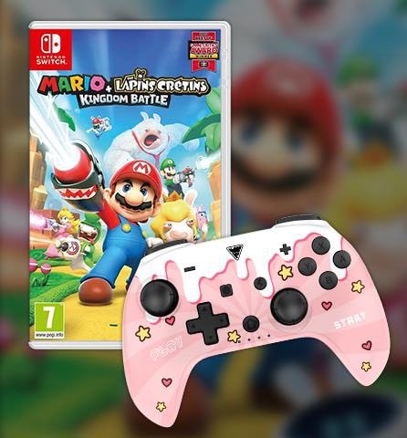 Image showing a bundle with the DragonShock PopTop Sweet Pink and the Mario Rabbids Kingdom Battle Bundle
