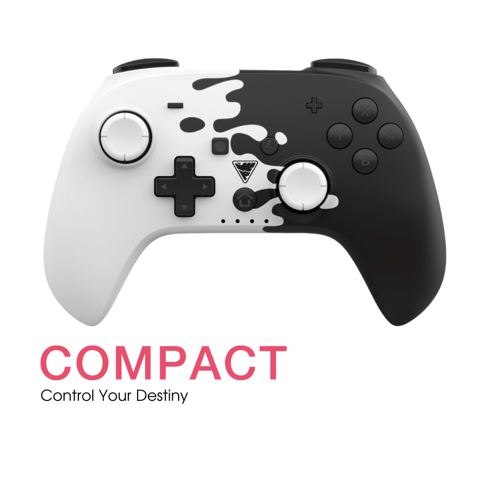 Picture of the compact black and white used for the category with a highlighted text under the controller