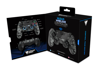 Picture showing the opened packaging of the DragonShock Mizar grey camo from the front