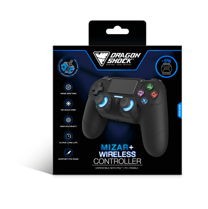 Picture showing the packaging of the DragonShock Mizar + black from the front 