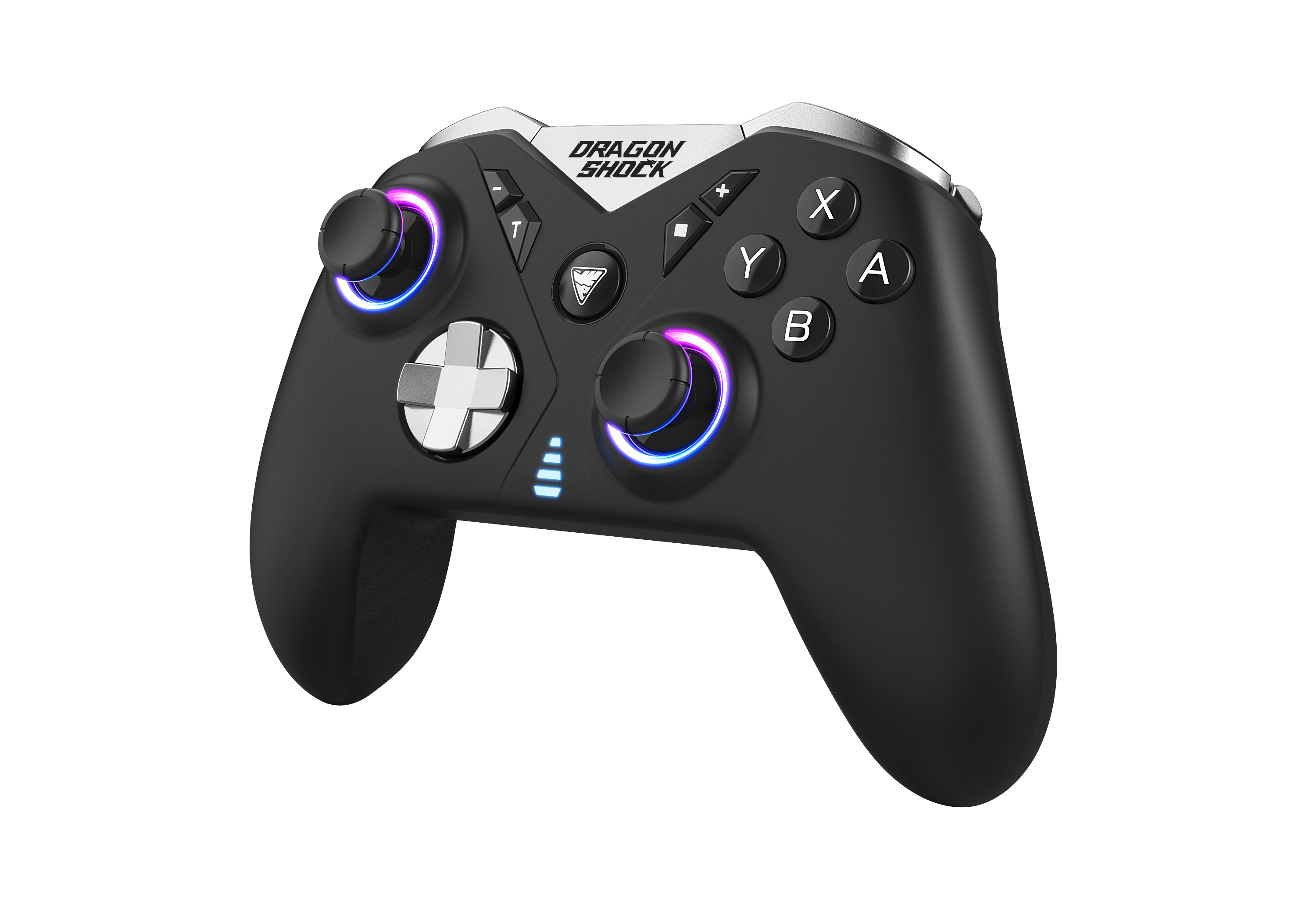 Picture showing the DragonShock Nebula pro black from the front side