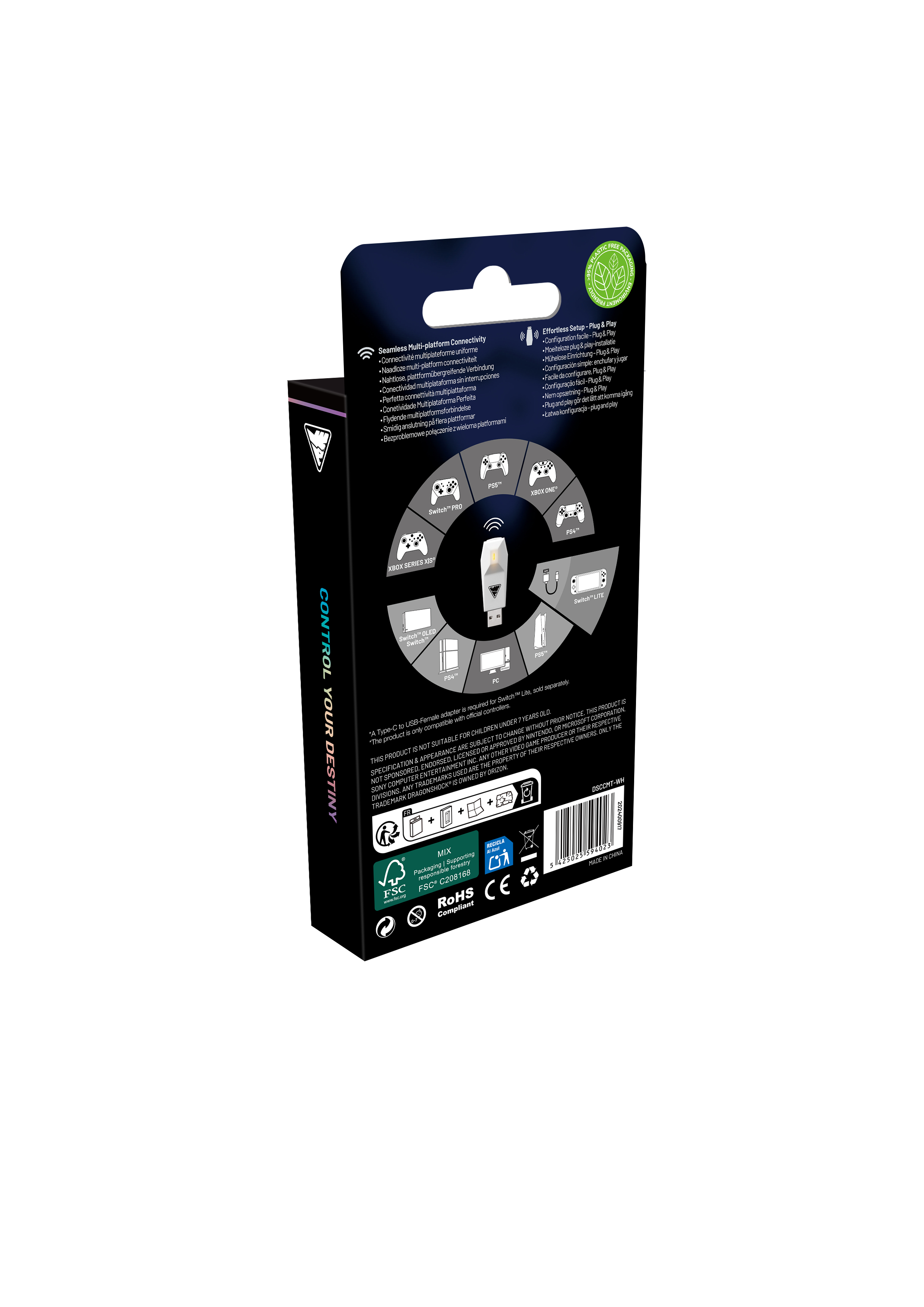Picture showing the opened packaging of the DragonShock Nova Sync from the front