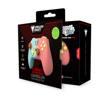 Picture showing the open packaging of the DragonShock PopTop blue & pink from the front