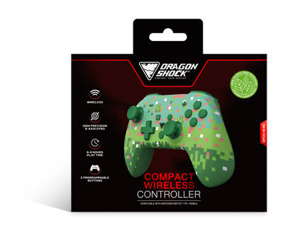 Picture showing the packaging of the DragonShock PopTop green cube from the front