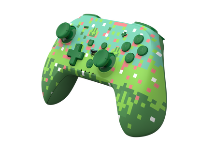 Picture showing the DragonShock PopTop green cube from the front side
