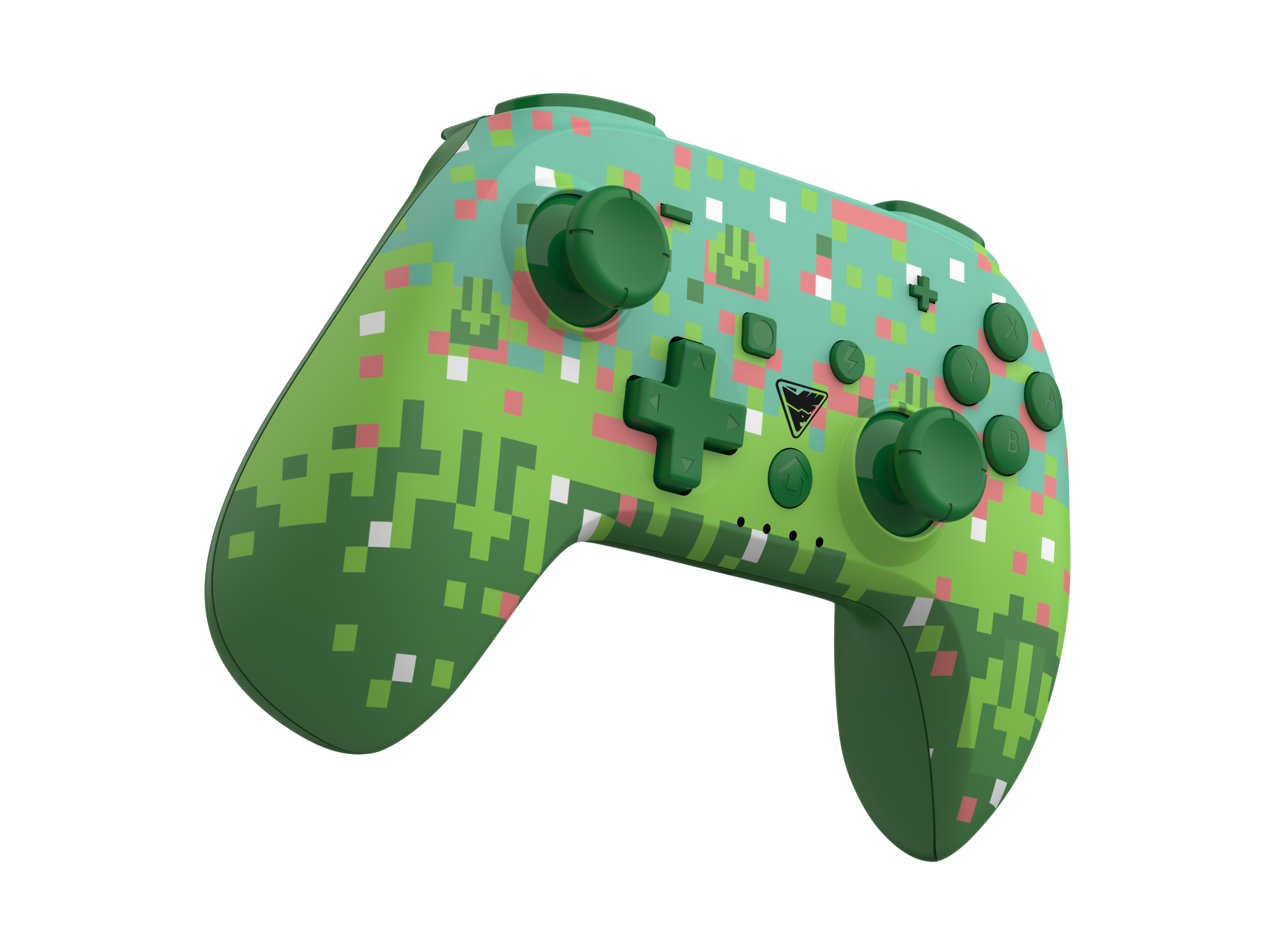 Picture showing the DragonShock PopTop green cube from the front side left