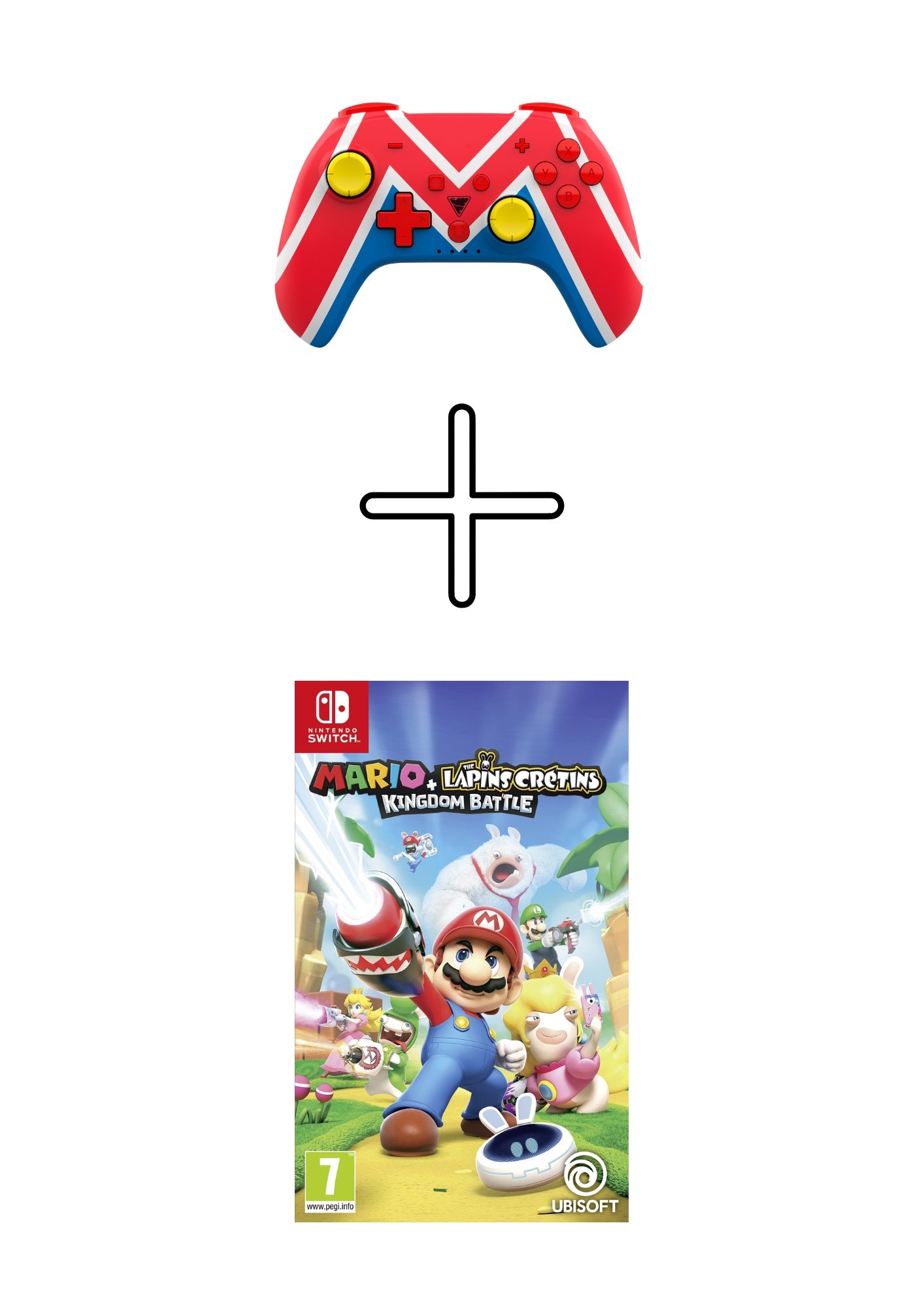 Image showing a bundle with the DragonShock PopTop M universe and the mario rabbids kingdom battle on a white background