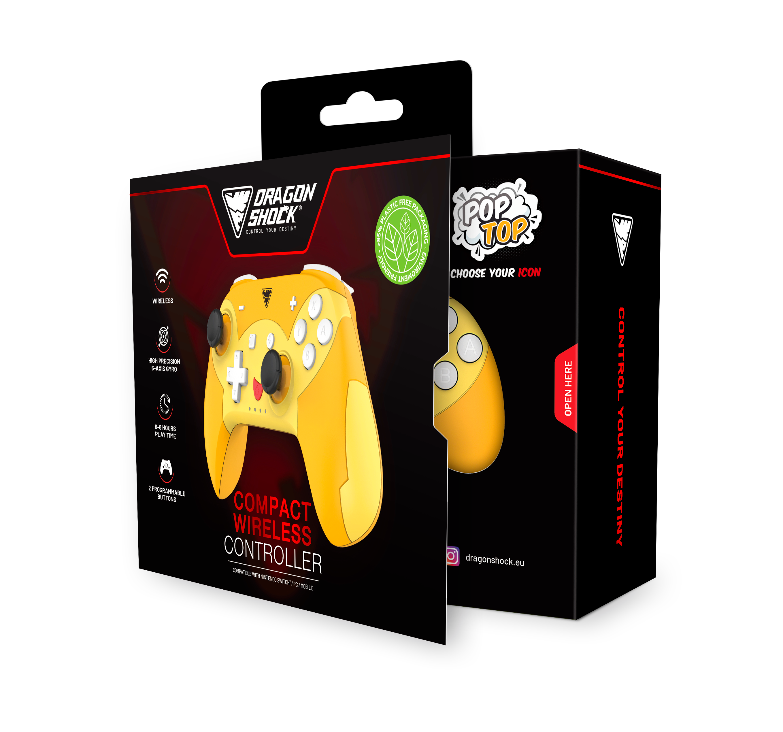 Picture showing the opened packaging of the DragonShock Poptop Pika from the front 