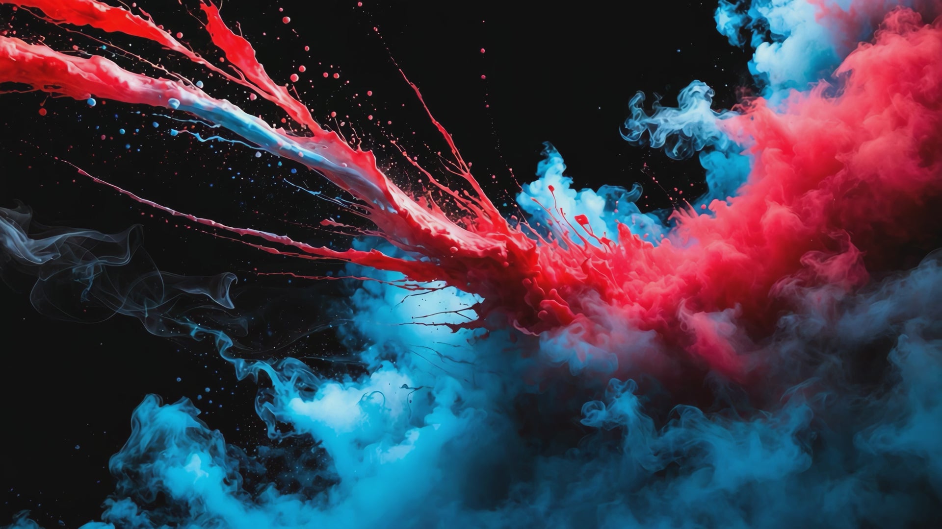 Load video: video showing an explosion of colour in shades of red and blue
